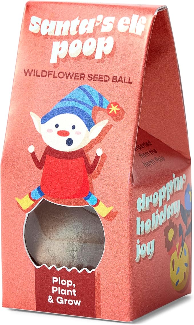Modern Sprout Wildflower Seed Ball Poop - Christmas Gift - Non-GMO, Hand-Rolled Clay Seed Bombs with Wildflower Seeds - Plop Plant & Grow Gardening Gift Set for Kids & Adults (Jingle Plop - Pack of 3)