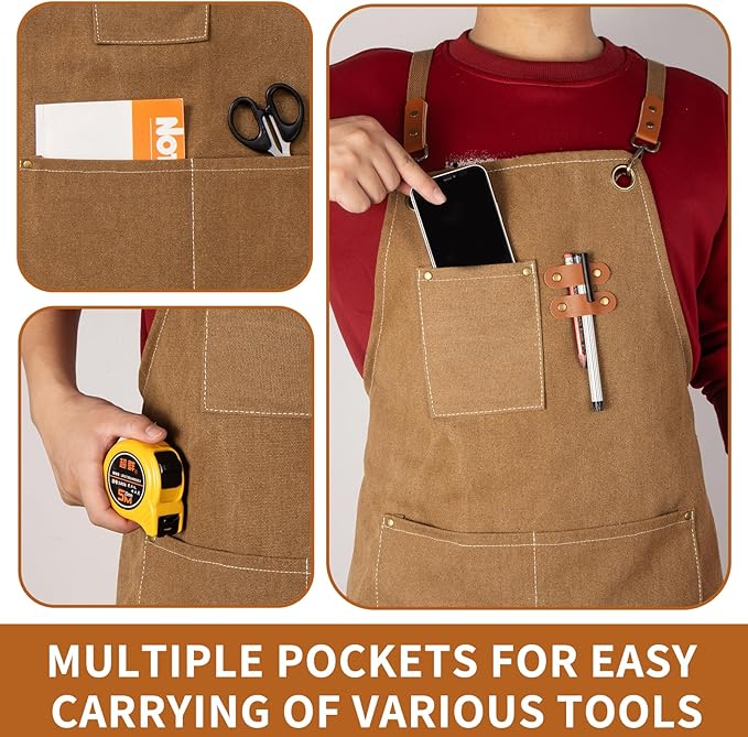Woodworking Apron Heavy Wax Canvas Work Apron