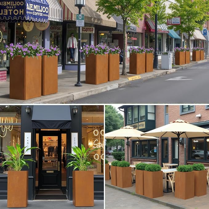 26 Inch Flower Pots - Tall Planter for Indoor or Outdoor Patio/Porch, All-Weather with Removable Insert Shelf | Modern Design for Plants, Flowers, Garden