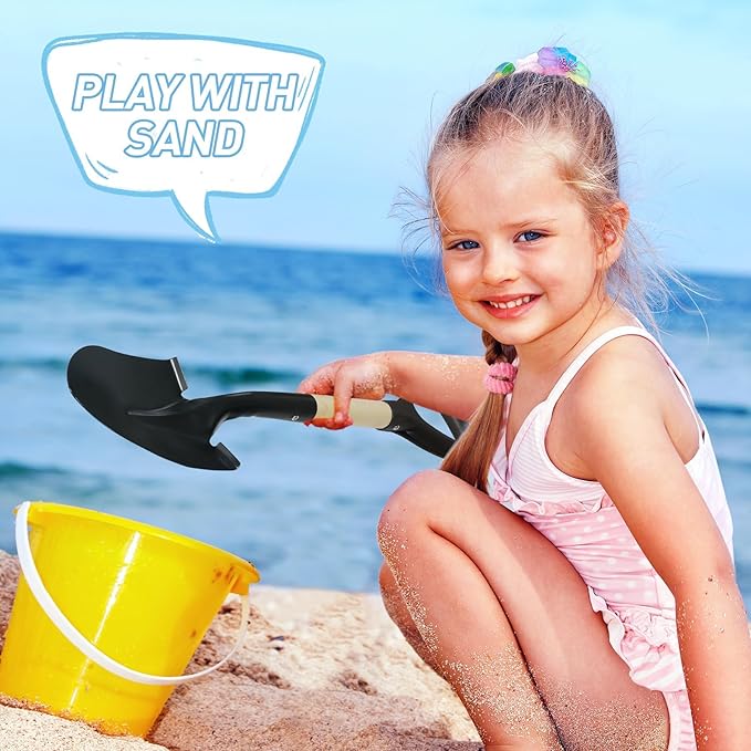 REDCAMP 27" Beach Spades Sand Shovels with D-Handle for Adults Gardening Tools Kit Travel Sandbox Snow Scoop Wood Handle Spade for Digging Sand Snow, Manganese Steel Spades