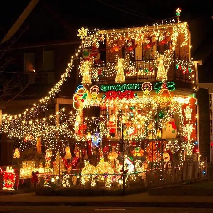 Uptotop Christmas 2 Pack String Light, Total 200 Count 40 FT Plug in Waterproof String Light Decorations for Party Carnival Supplies, Outdoor Yard Garden Decor (Warm White)