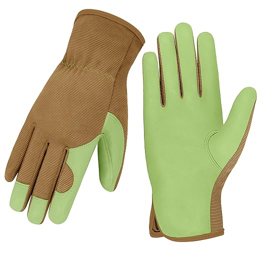 Gardening Gloves, Garden Gloves for Women and Men, Thorn Proof Working Gloves, Durable Leather Work Garden Gloves for Yard & Outdoor Work, Green, S