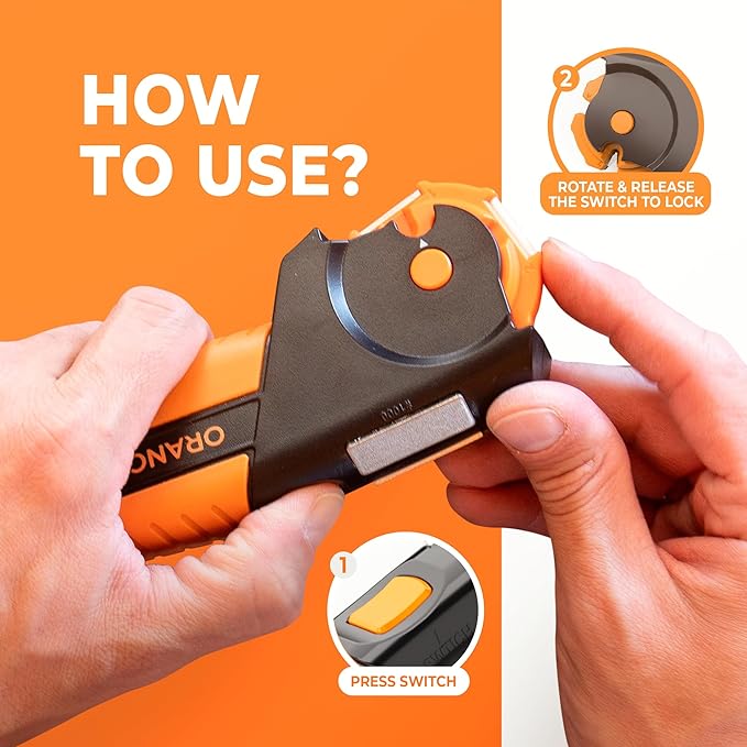 Orange Ninja 7-in-1 Garden Tool & Knife Sharpener – Sharpens Lawn Mower Blades, Axe, Hatchet, Machete, Pruner & Hedge Shears – Repairs & Hones Edges by Sharp Pebble