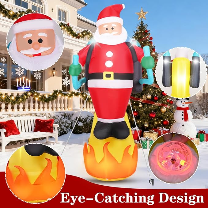 8 FT Christmas Inflatable Outdoor Decorations with LED Lights, Blow Up Yard Decorations for Christmas, Holiday Xmas Inflatables Garden Lawn Decor