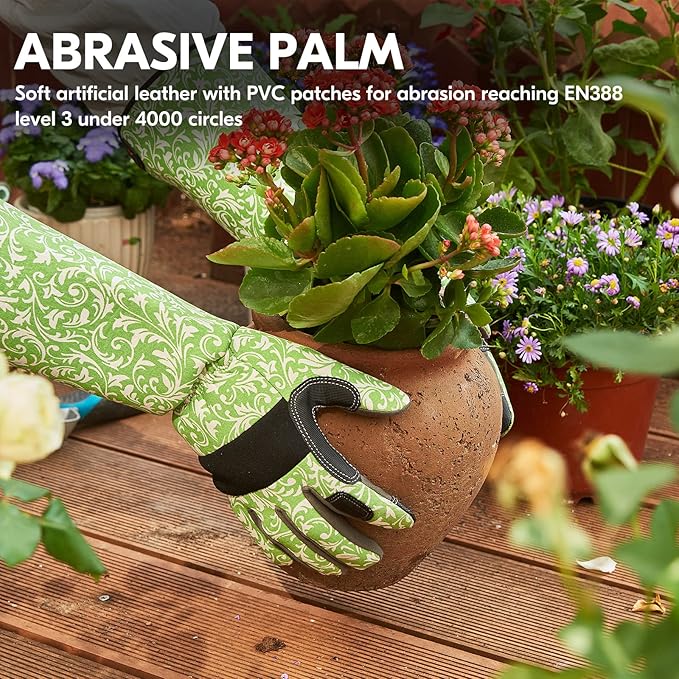 Vgo... 1 Pair Gardening Gloves Ladies,Safety Work Gloves,Long Sleeves Gauntlet,Puncture Proof,Touchscreen(Size L,Green,AL6608-FM)