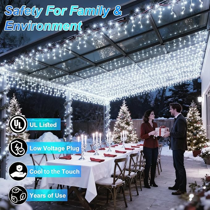 750 LED 240FT Christmas String Lights Outdoor, 12 Pro Modes and Timer Memory & Brightness, Plug in Outdoor Waterproof Clear Wire Twinkle Light for for Xmas Yard Tree Wedding Party Decor (Cool White)
