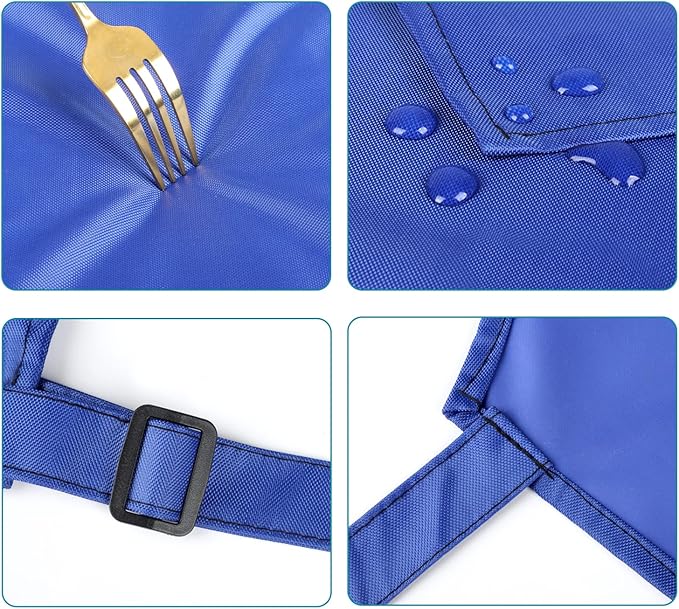 2 Pack Waterproof Rubber Vinyl Apron 40 Inch Light Duty Model Chemical Resistant Work Apron Clothes Durable Extra Long Black with Adjustable Bib Apron for Dishwashing Lab Work Butcher Cleaning Blue