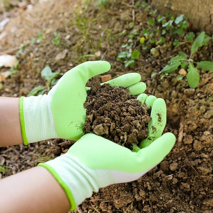 COOLJOB 6 Pairs Gardening Gloves for Women Ladies, Breathable Rubber Coated for Yard Garden, Outdoor Indoor Protective Work, Medium Size, Lavender Purple & Apple Green