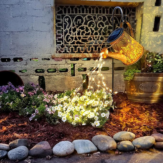 Anordsem Solar Lanterns Outdoor for Homeowners: Metal Butterfly Watering Can with Hook - Waterproof Hanging Art Decoration for Garden Patio - Gardening Birthday Gifts for Women Mom Grandma