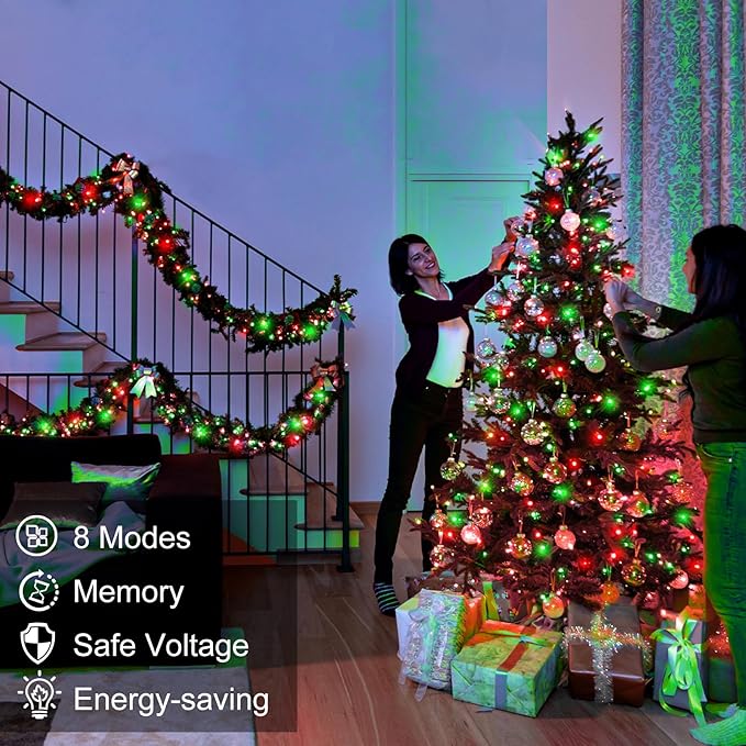 Christmas Lights Indoor, 132FT 400 LED Outdoor String Lights with 8 Modes Waterproof, Plug in Fairy Twinkle Lights Clear Wire for House Bedroom Patio Window Garden Wedding Decorations