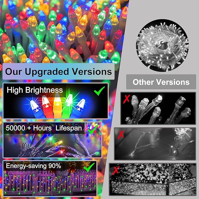 810 LED Christmas Lights with 180 Drops, 82ft 12 Modes Multicolor Fairy String Lights with Timer Dimmable, Waterproof Twinkle Lights for Halloween Outdoor Holiday Wedding Party Eaves Christmas Decor