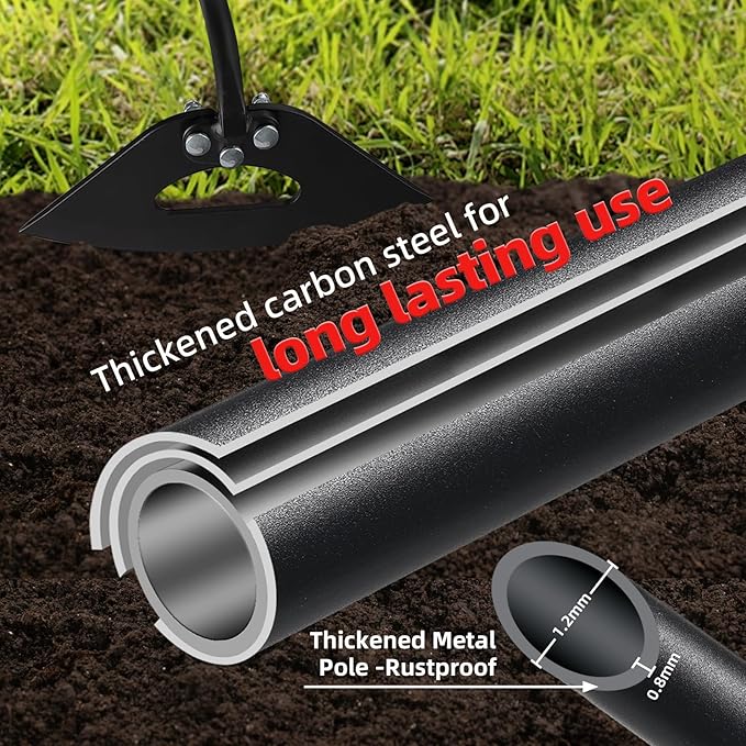 Hollow Garden Hoe - Heavy Duty Triangle Weed Hoes for Gardening,55" Adjustable Long Handle, Sharp Blade Hand Weeding Tool for Vegetable Gardens, Flower Beds, Lawn Edges & Tight Spaces