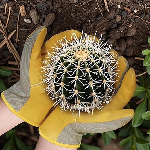Gardening Gloves, Garden Gloves for Women and Men, Thorn Proof Working Gloves, Durable Leather Work Garden Gloves for Yard & Outdoor Work, Golden, XL