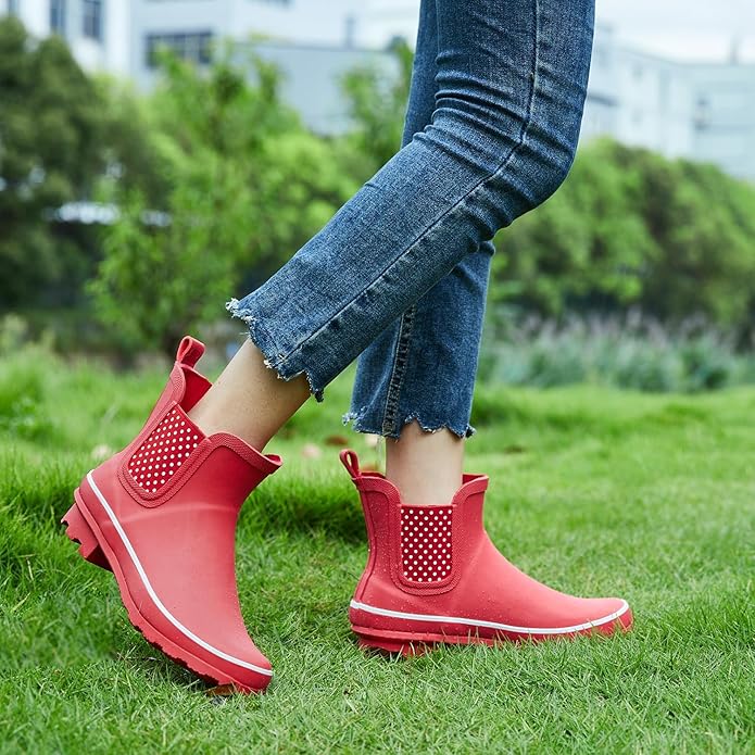 SWIFTFROG Rain Boots for Women - Waterproof Ankle Garden Shoes Anti-Slipping Floral Printed Rainboots for Ladies Stylish Light Ankle Rain Shoes, Women's Rain Footwear