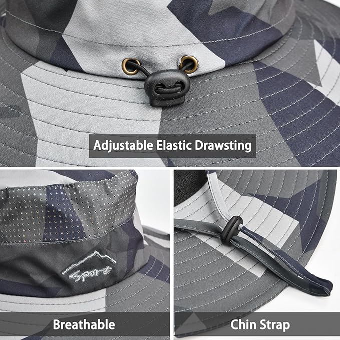 Sun Hats for Men Women Fishing Hat UPF 50+ Breathable Wide Brim Summer UV Protection Hat
