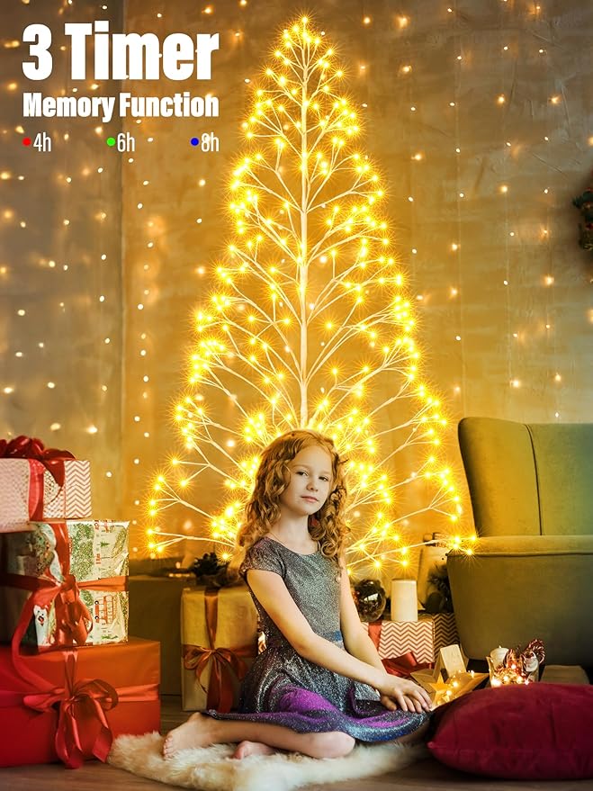 7.5ft Height Christmas Outdoor Tree Light - 336 LED Waterproof Artificial Christmas Decoration Lighted Outdoor Display with Remote Control+ Multi Mode+Memory+Timer Function (RGB)