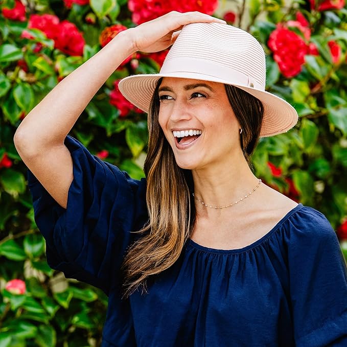 Wallaroo Hat Company Women’s Caroline Fedora Sun Hat – UV Sun Protection, Packable, Adjustable, Travel-Friendly, Medium Size