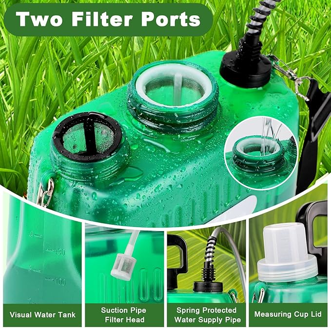 Pump Sprayer 2 Gallon Battery Powered 2 Gallon Sprayer, Upgrade Powerful with 3 Mist Nozzles, Rechargeable Handle, Retractable Wand,with Adjustable Shoulder Strap for Garden, Lawn, Cleaning