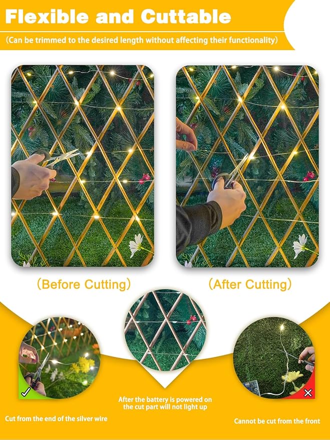 2 Pack 60 LED Christmas Fairy Lights Battery Operated with Timer, 20FT Waterproof Twinkle Lights Indoor Outdoor, String Lights for Bedroom, Wedding, DIY, Centerpiece, Christmas Decorations(Warm White)