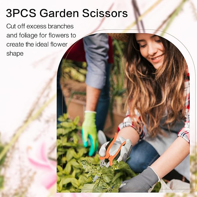 Pruning Shears Gardening Scissors Tools: 3pcs Outdoors&Indoor Garden Clippers, Rose Snips, Plant Clippers, Wood Pruner, Gardener Work Accessories for Flower Arrangement, Yard Landscaping (Multi-color)