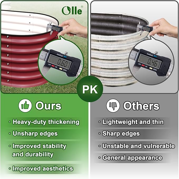 Olle Galvanized Raised Garden Beds Outdoor 17" Tall 12 in 1 Planter Raised Beds for Growing Herbs Vegetables Flowers Raised Garden Beds, Barn Red