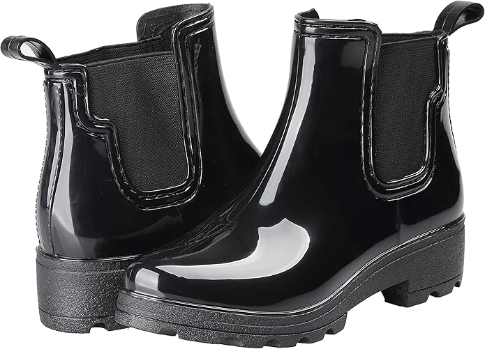 Women's Short Rain Boots Waterproof Slip On Ankle Chelsea Booties