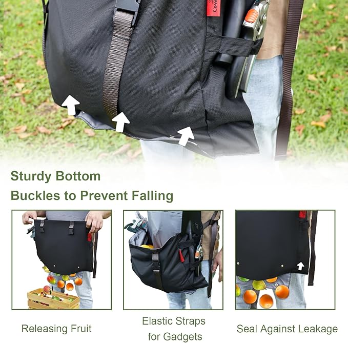Extra Gardening Apron Waterproof Cross Back Apron, 600D Heavy Duty Apron Harvest and Large Quick Release Pockets