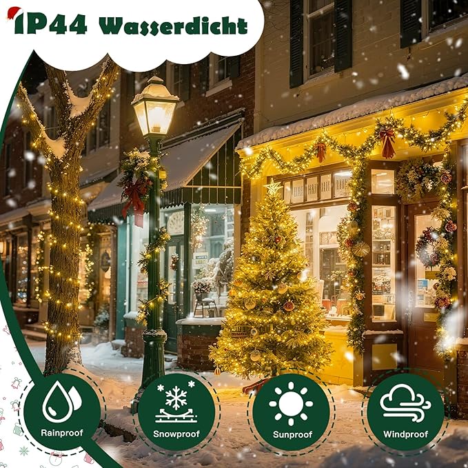 Christmas Lights Indoor Outdoor Waterproof, 132FT 400 LED 8 Modes Warm Light String Lights for House Decorations, Ideal for Christmas Trees, Wedding, and Party