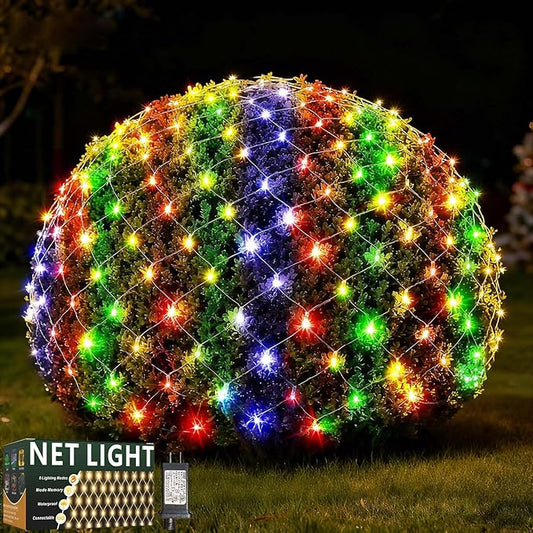 LitHome 300 LED 14.8ft x 5ft Outdoor Christmas Net Lights, Connectable Mesh Fairy String Lights with 8 Modes,Waterproof Plug in Mesh Lights for Bushes, Garden, Backyard, Holiday, Christmas(Multicolor)