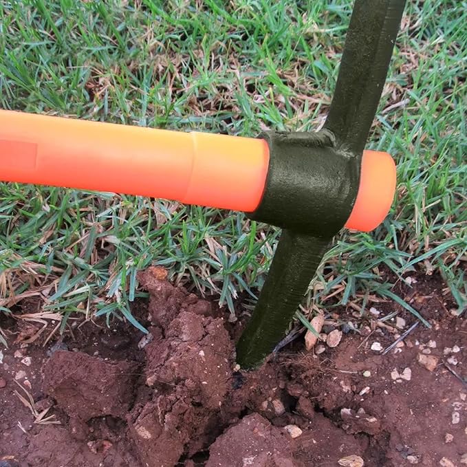 15 Inch Pick Mattock Hoe, 1.5Lbs Forged Adze Pick with Fiberglass Handle, Weeding Mattock Hoe Garden Pickaxe for Loosening, and Cultivating Vegetable Gardens or Flower Beds