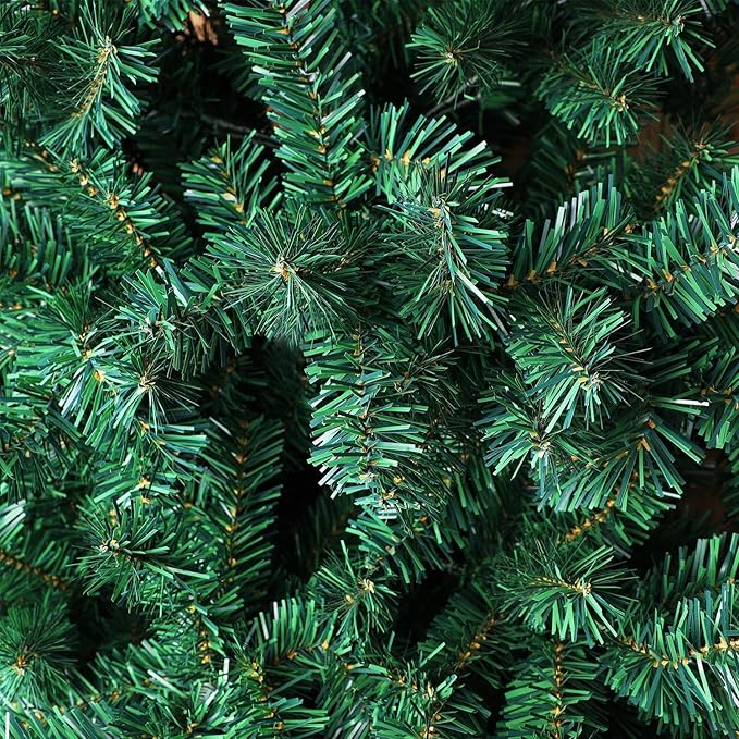 Juegoal 6 Foot Artificial Christmas Tree(NOT Pre-Strung), with 300 LED Warm White & Color Changing Lights, Fake Xmas Tree with Metal Legs, 850 Tips