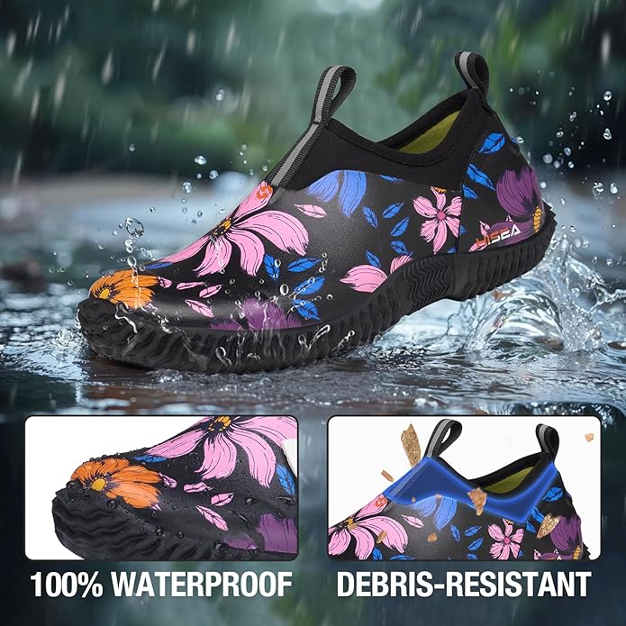 HISEA Waterproof Garden Shoes for Women Neoprene Slip-On Rubber Rain Footwear Short Ankle Booties