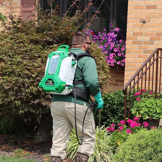 FlowZone Typhoon 3 Battery Powered Backpack Sprayer - Variable-Pressure 5-Position Electric Sprayer Works with FlowZone, DeWalt, Milwaukee, Makita, & Bosch Batteries (Battery Not Included)