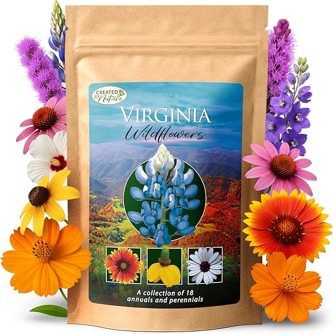 Created By Nature Virginia Wildflower Seed Mix, 18 Flower Varieties, 35,000+ Seeds