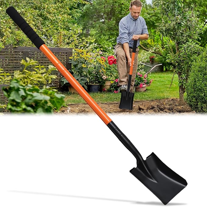 Shovel, Garden Shovels for Digging, Small Spade Square Trench Shovel with 43.3" Metal Handle,Mini Transfer Small Flat Shovels for Gardening,Planting,Digging,Landscaping,Camping,Kids Sand Beach Shovels