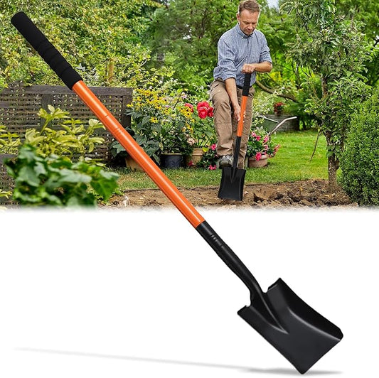 Shovel, Garden Shovels for Digging, Small Spade Square Trench Shovel with 43.3" Metal Handle,Mini Transfer Small Flat Shovels for Gardening,Planting,Digging,Landscaping,Camping,Kids Sand Beach Shovels
