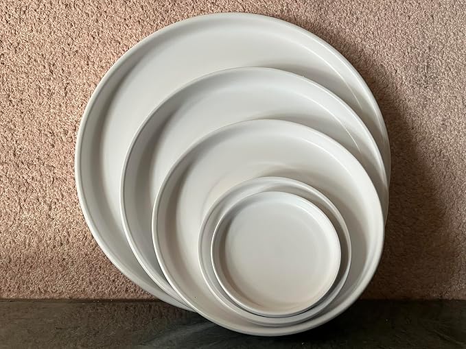 4 inch Matte White Ceramic Plant Saucer (4 Pack)-Ceramic Drainage Tray for Plant Pot-Planter Saucers 4 5 6 7 8 9 10 11 12 13 14 Inch
