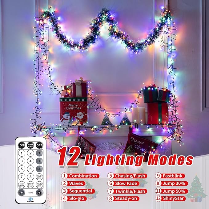 1000 LED Amount of Christmas Tree Lights Decorations with Remote, Waterproof Plug in Cluster Lights Christmas for Outdoor Outside Indoor,Multicolor