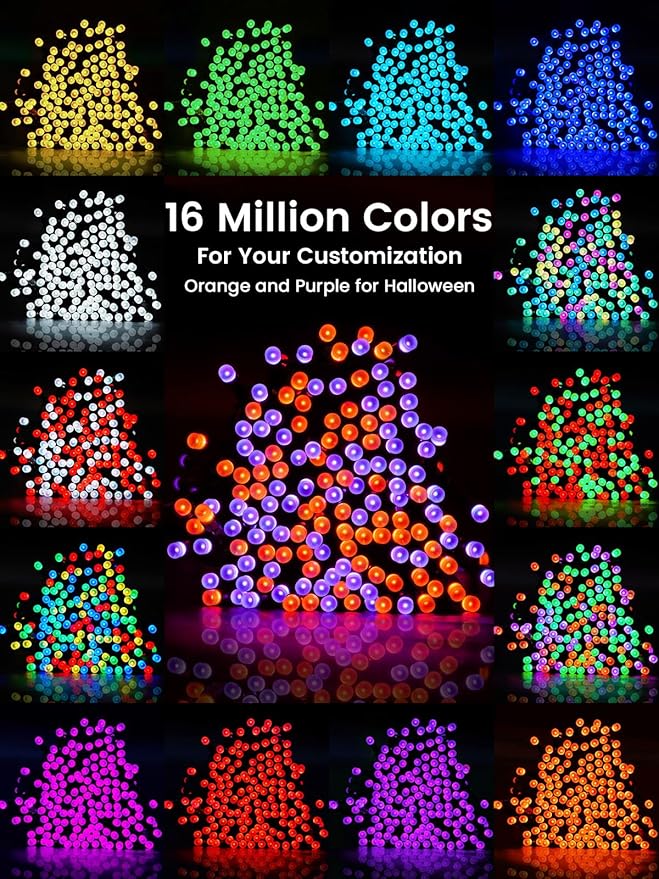 Smart Color Changing Christmas Lights with Remote & APP, 208FT 600 LED RGB Dimmable Christmas String Lights, Waterproof Fairy Twinkle Light for Indoor Outdoor Xmas Tree Wedding Halloween Decorations