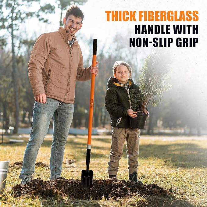 VNIMTI Trench Shovel for Digging, 4-Inch Trenching Shovel with Fiberglass Handle, 56 Inches