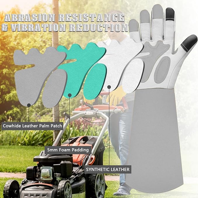 Long-Gardening-Gloves for Women/Men - Thorn Proof Rose Pruning Gloves Heavy Duty Gauntlet-S