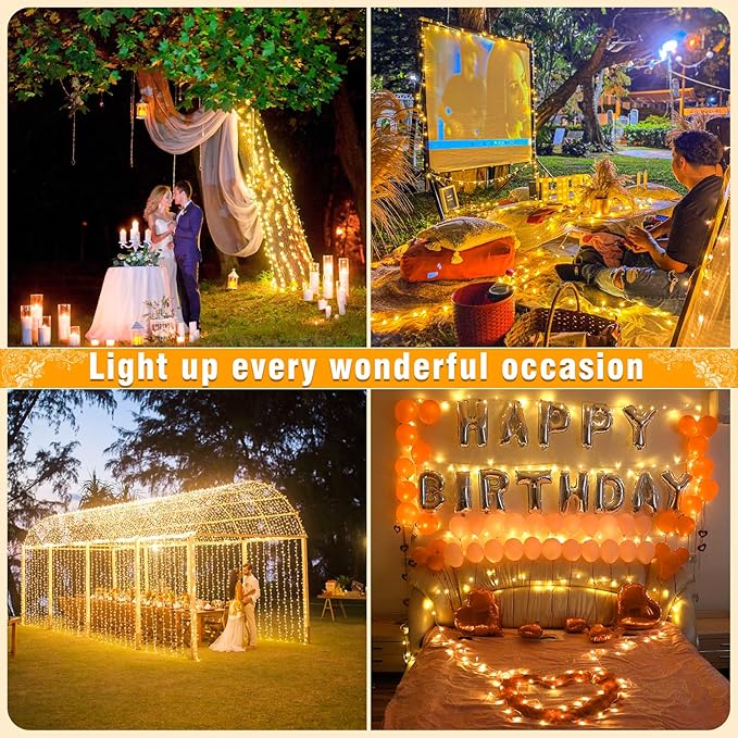 100FT 300 LED Christmas Lights Outdoor, Plug in Christmas String Lights Indoor, Waterproof & 8 Modes & Timer Function, Connectable Fairy Twinkle Light for Bedroom Patio Wedding Decor, Warm White