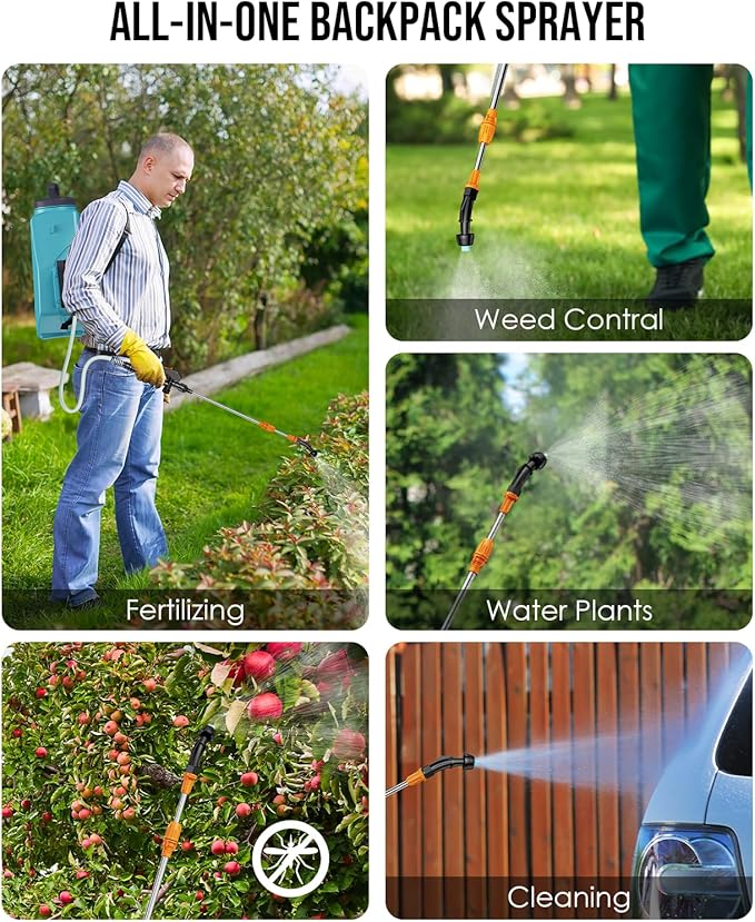 Battery Powered Backpack Sprayer 3.2 Gallon - 2x2500mAh Battery Garden Sprayer with 7 Nozzles & Telescopic Wand, Electric Backpack Weed Sprayer for Yard, Lawn and Garden