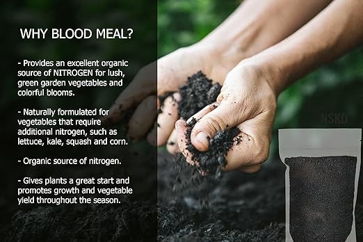 𝐁𝐄𝐒𝐓𝐒𝐄𝐋𝐋𝐄𝐑 Organic Blood Meal Fertilizer by Gardenera - 12-0-0 NPK - All-Natural Plant Food Source of Nitrogen for Organic Gardening, Flowers, Vegetables, Trees & Shrubs [12 OZ]