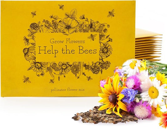 Bentley Wildflower Pollinator Mix, 25 Non-GMO Packets for Garden Planting, Non-Coated Flower Seeds to Grow Plants and Help Bees, Beautiful Gift