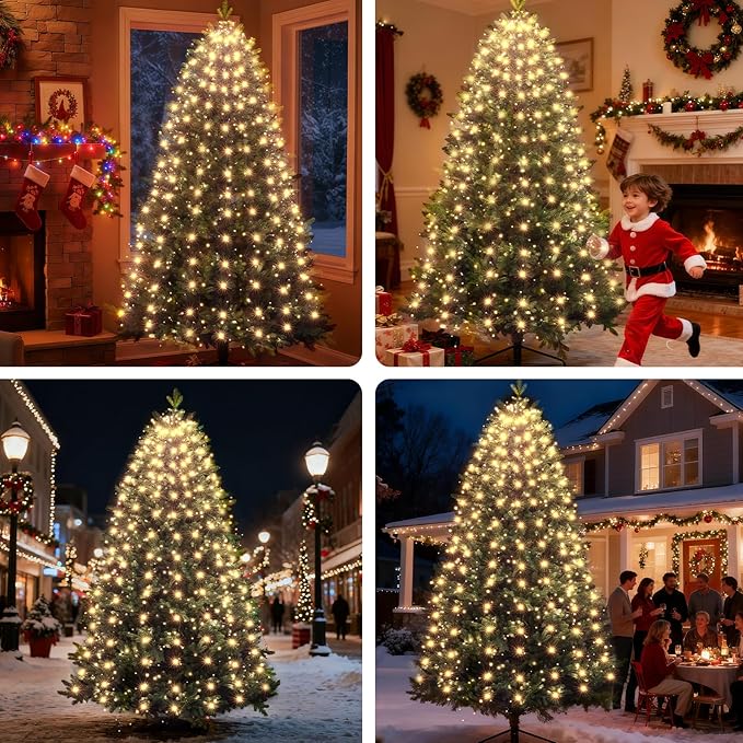 Christmas Tree Lights Christmas Lights Outdoor Indoor WarmWhite 280Led 10 Lines with 8 Light Modes, Timer and Remote Control, Waterfall Lights for Wedding Home Party 4Ft-7Ft Xmas Tree Decorations
