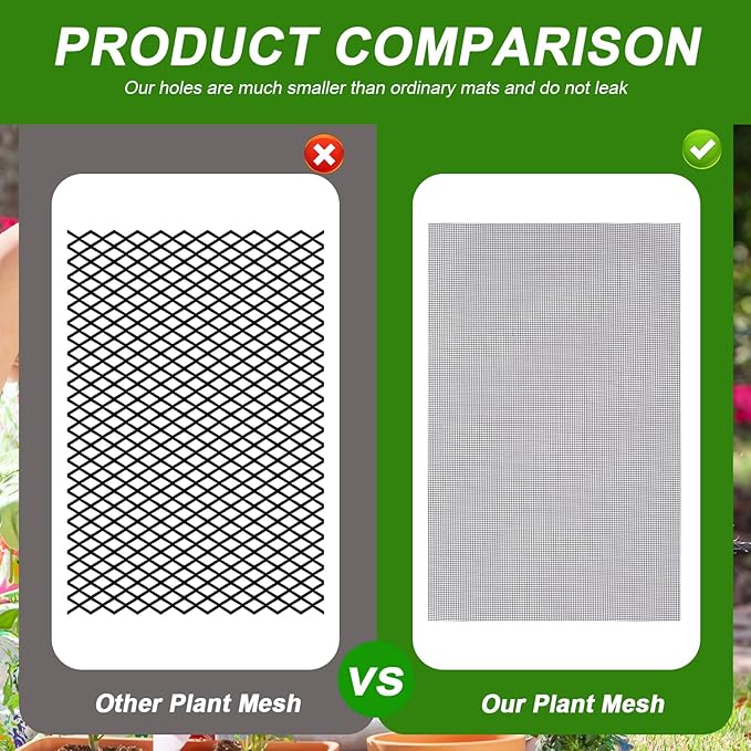 10pcs Flower Pot Hole Mesh Pad, 11.8x7.8 Inch Bonsai Mesh Drainage Screens Plant Pot Drainage Mesh Plant Screen Mesh Preventing Soil Leakage