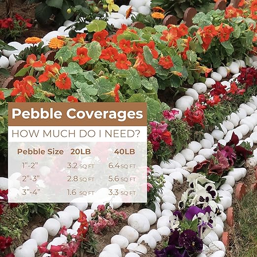 40lbs White River Rocks for Landscaping, 3-4 Inch Large Natural Unpolished Bulk Pebbles, Hand-Picked Premium Stones for Garden Design Fish Tank, Pathways and Backyard