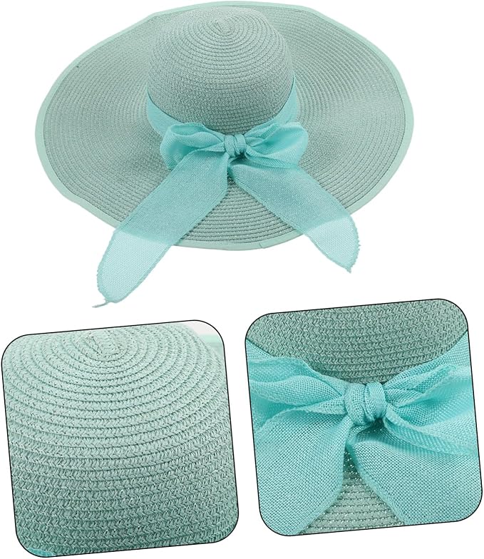 Wide Brim Straw Beach Hat for Women Foldable Summer Sun Hat with Bowknot Decor Brim UV Protection Comfortable Shade for Outdoor Travel and Garden Activities Multi