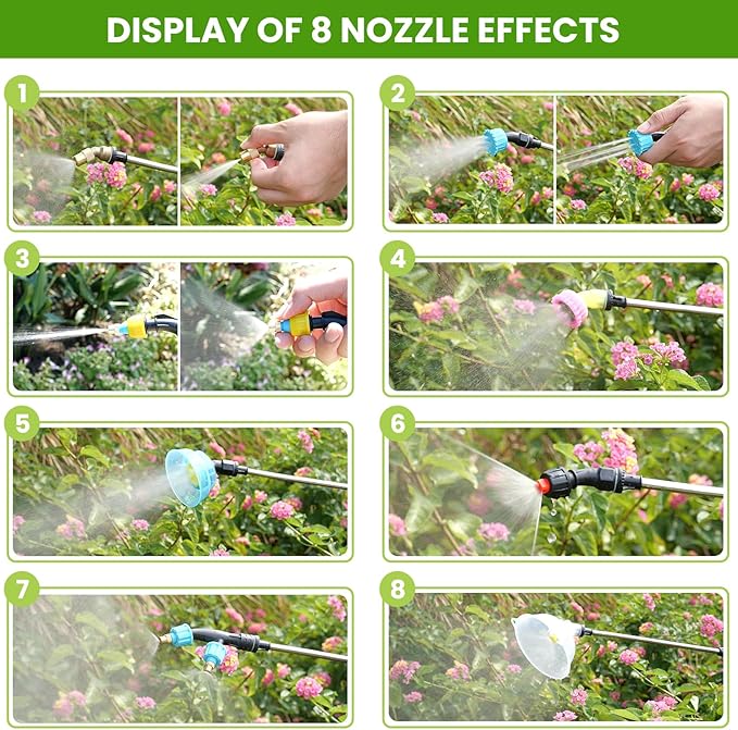 Battery Backpack Sprayer 3.2 Gallon, Electric Sprayer with Retractable Wand & 8 Mist Nozzles & USB Rechargeable Handle, Water Spray Pump Sprayers for Planting Lawn Yard Garden